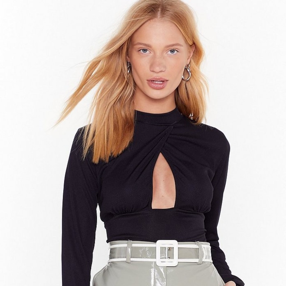 Black Nasty Gal cut out ribbed body suit